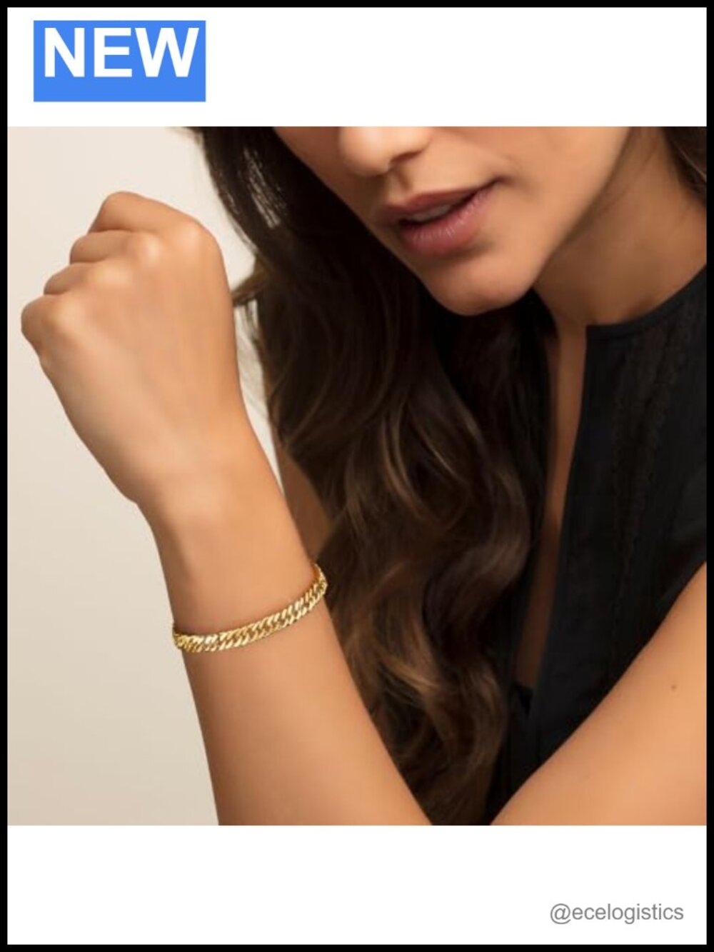 14K Gold 8mm Curb Link Chain Bracelet Unisex Hip-Hop Style Gift Boxed - Picture 2 of 6